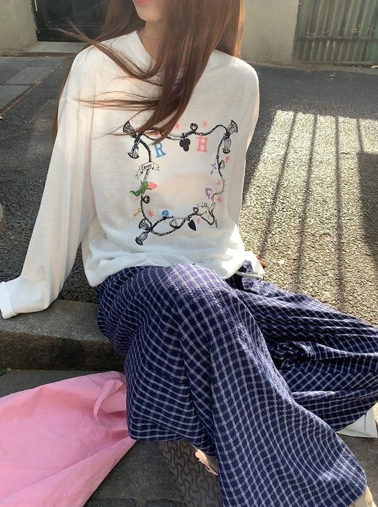 Blue Plaid Highwaist Relaxed Trousers