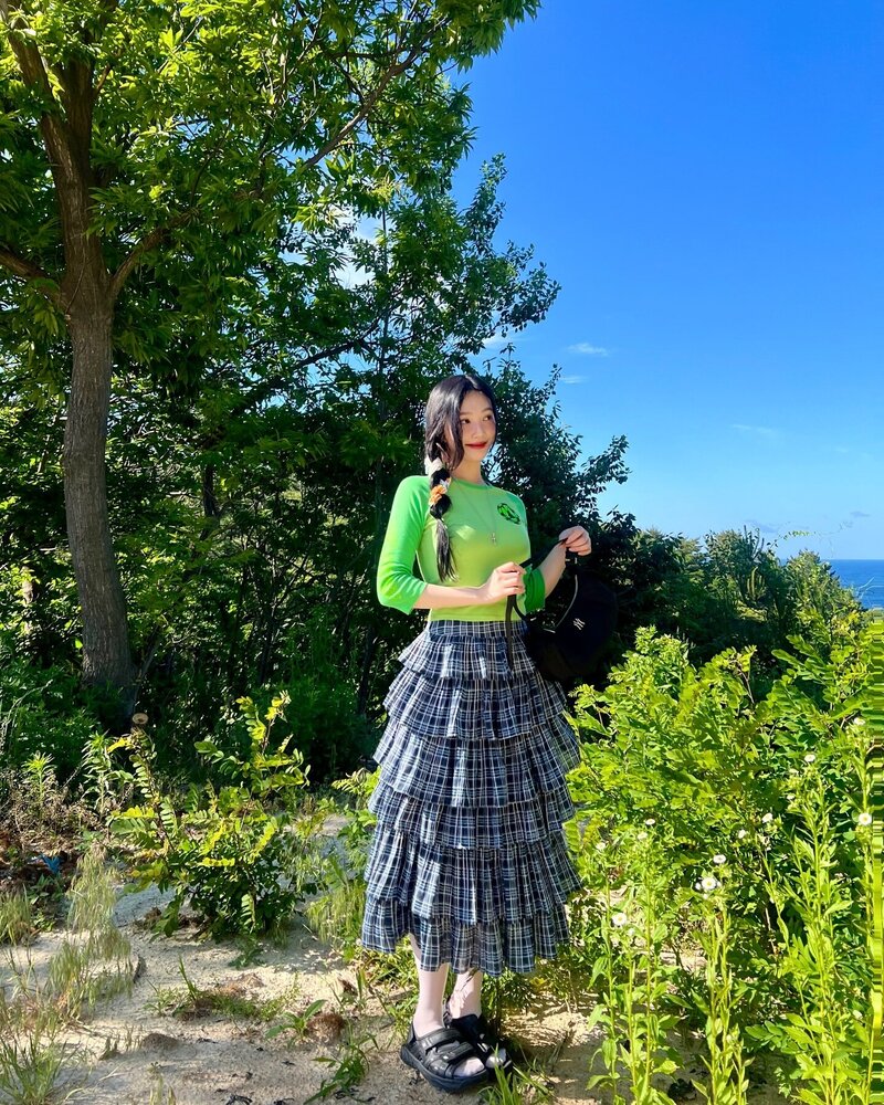 Blue Plaid Layered Midi Skirt