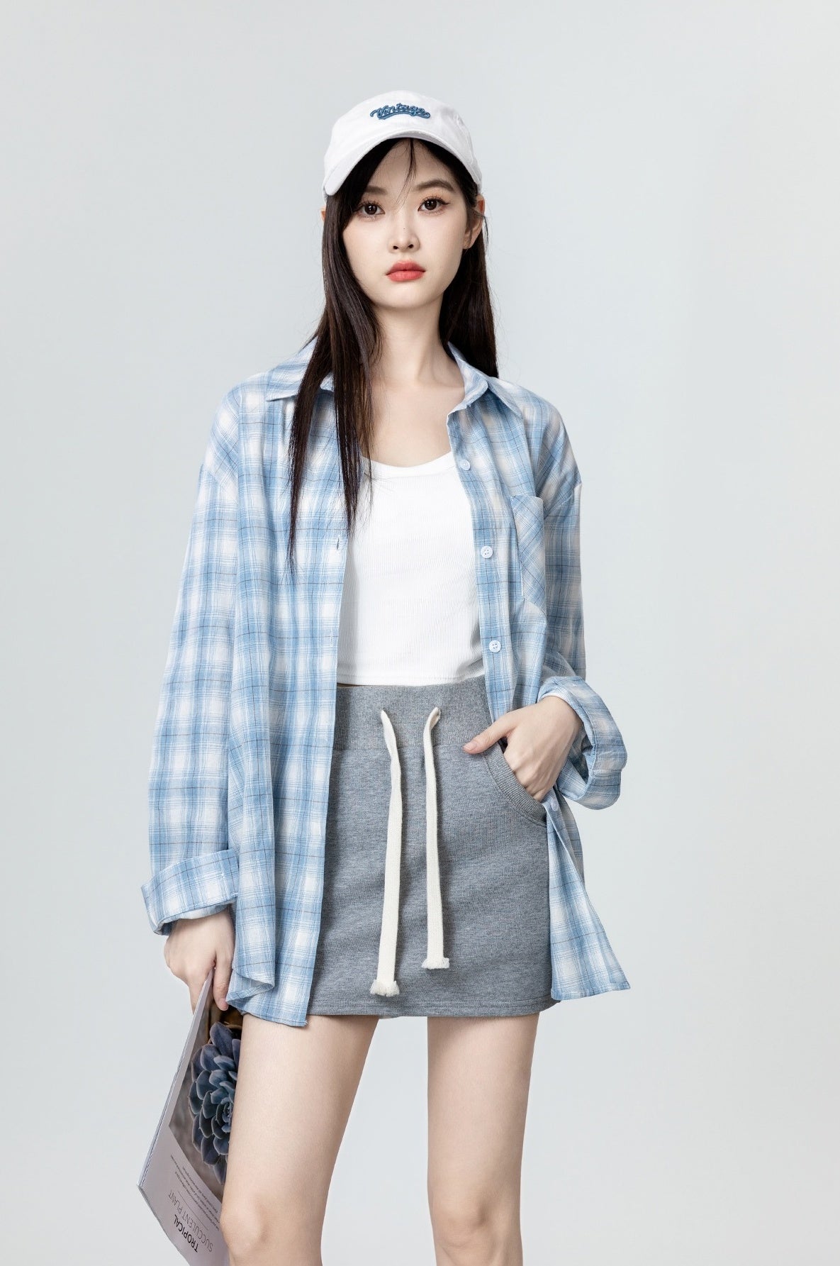 Blue Plaid Long Sleeve Shirt Jacket