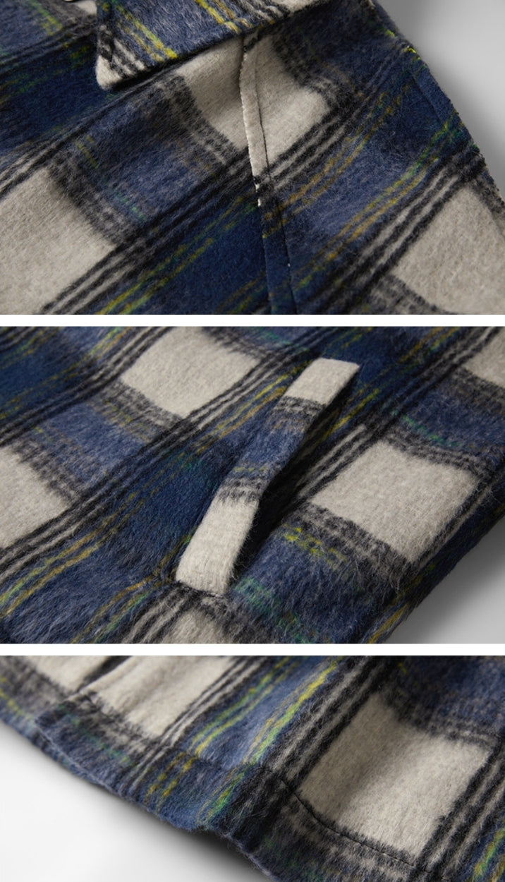 Blue Plaid Soft Wool Jacket
