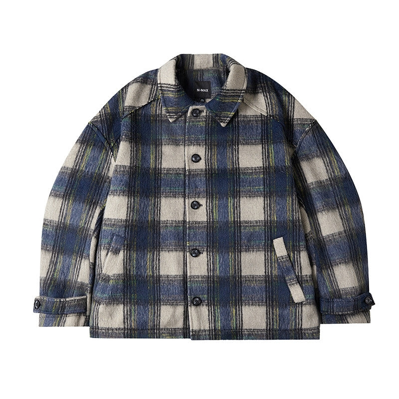 Blue Plaid Soft Wool Jacket