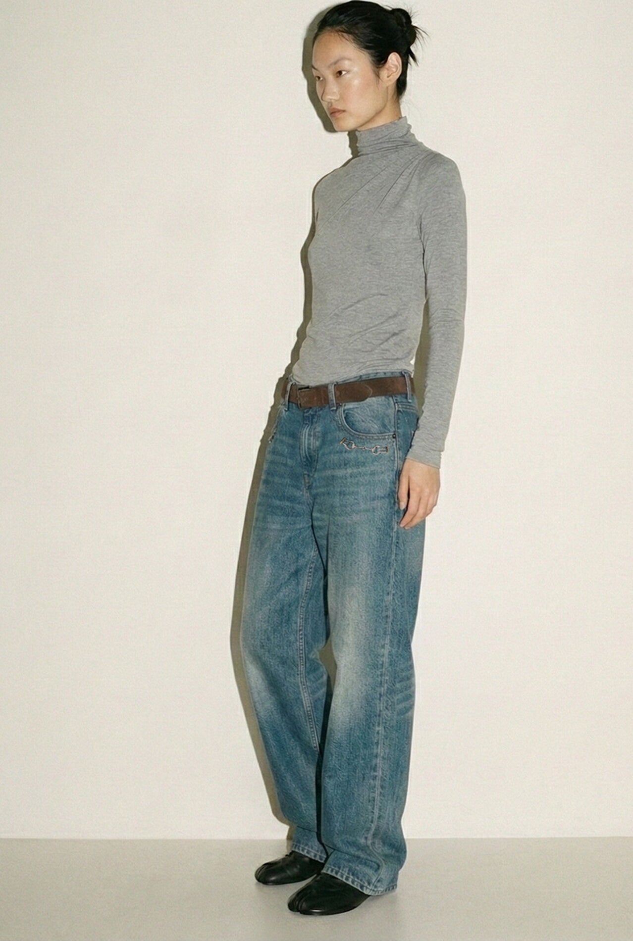 Blue Pocket Buckle Details Jeans