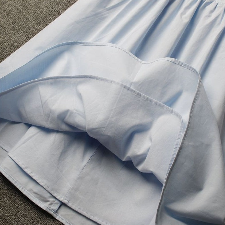 Blue Puff Sleeve A-Line Dress