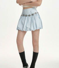 Blue Puffy Skirt With Heart Waist Chain