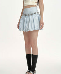 Blue Puffy Skirt With Heart Waist Chain