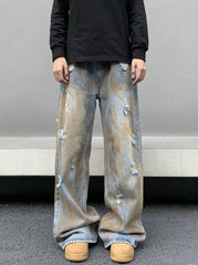 Blue Ragged Style Loose Jeans