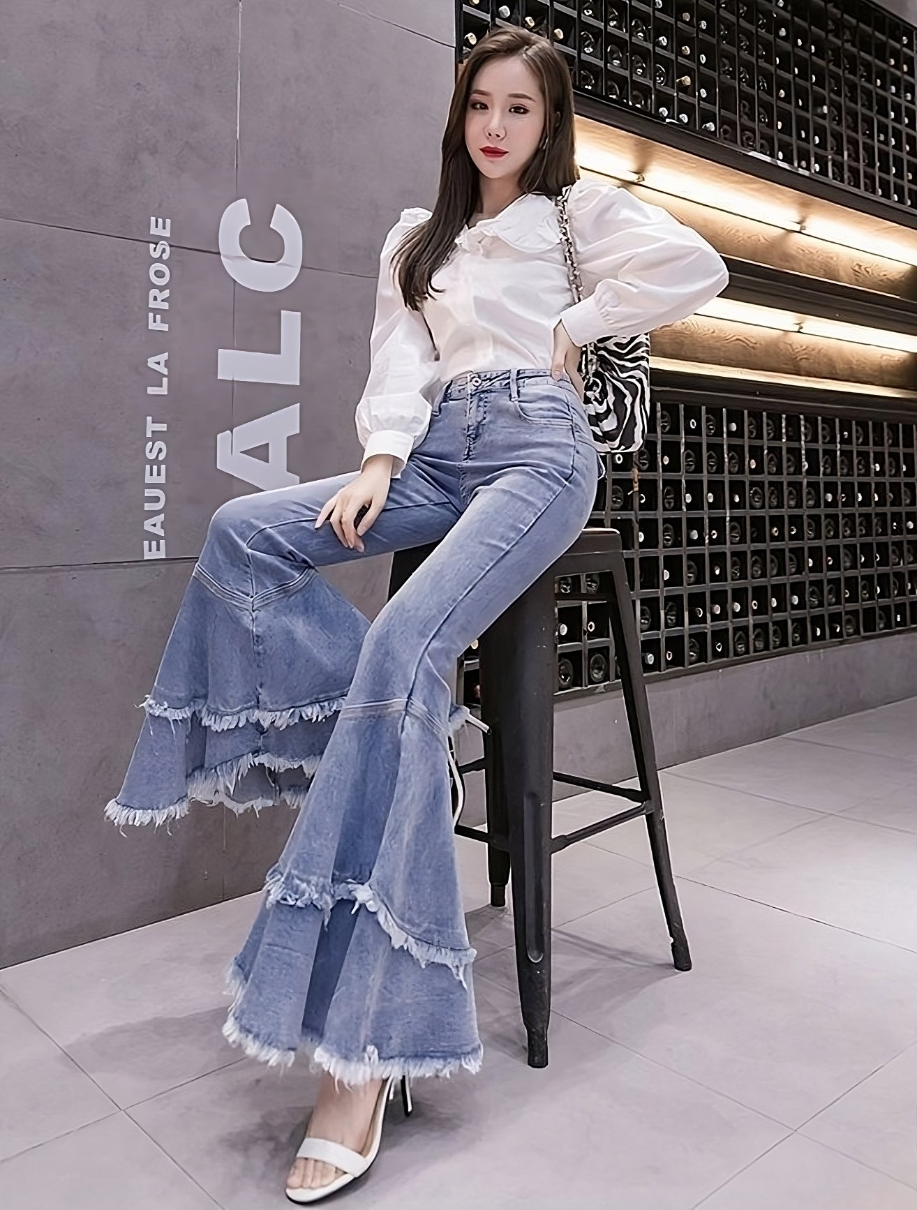 Blue Raw Edges Mermaid Jeans