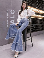 Blue Raw Edges Mermaid Jeans