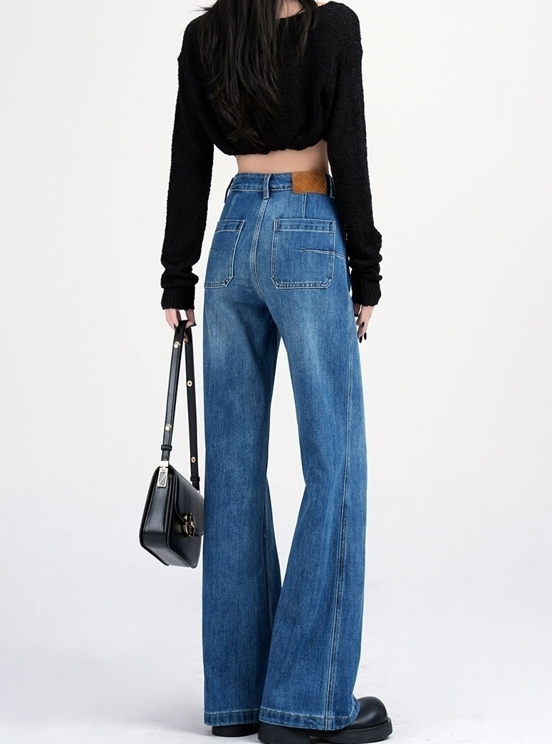 Blue Rectangular Patched Pocket  Denim Jeans