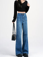 Blue Rectangular Patched Pocket  Denim Jeans