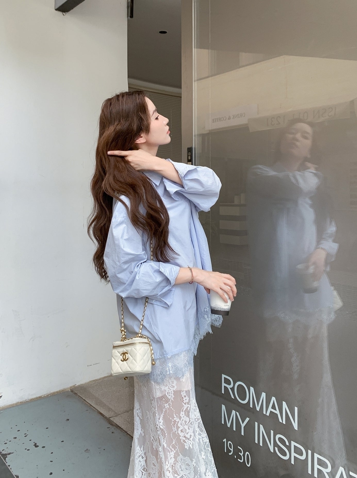 Blue Relaxed Fit Shirt And Skirt Casual Set