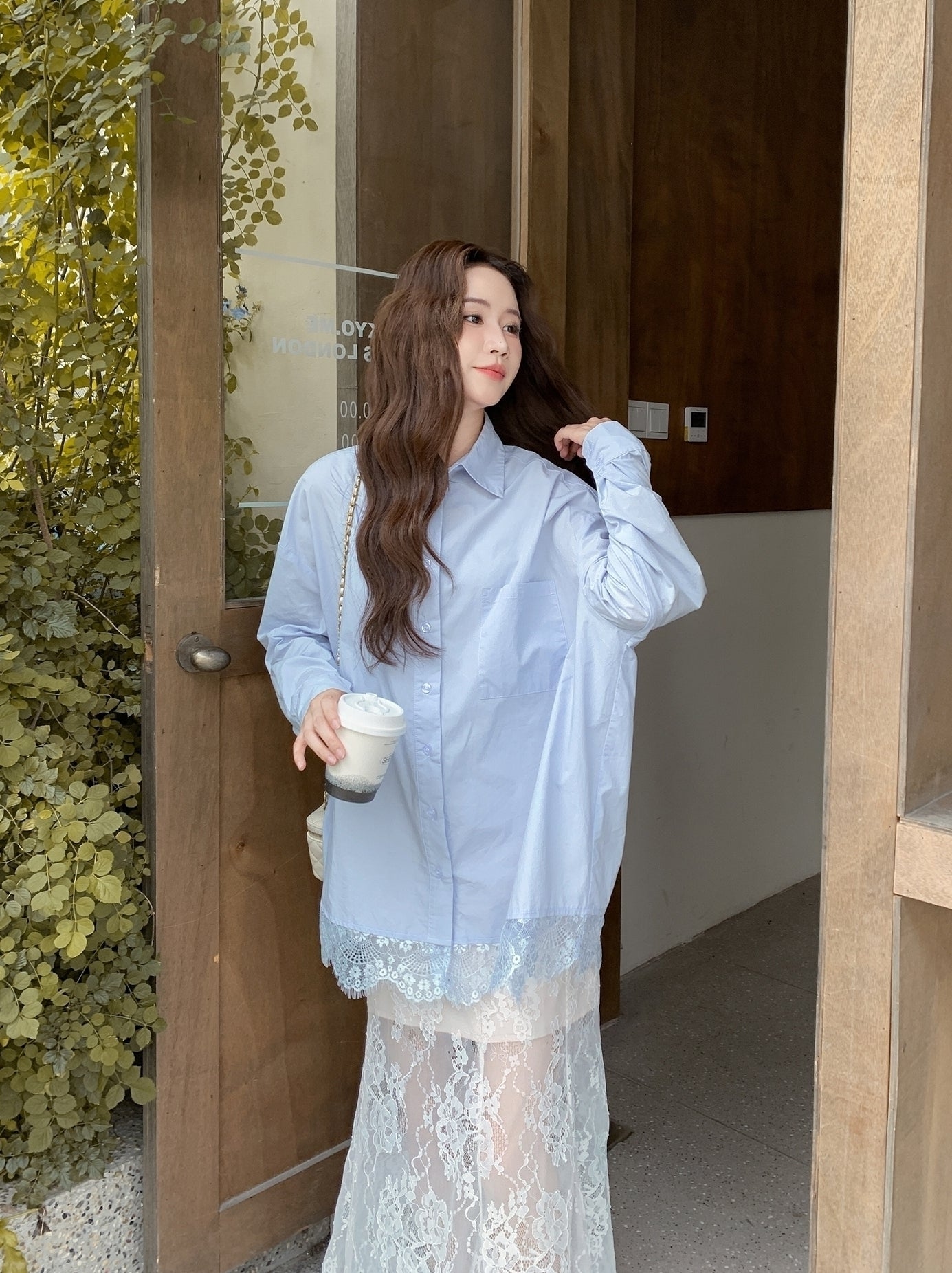 Blue Relaxed Fit Shirt And Skirt Casual Set