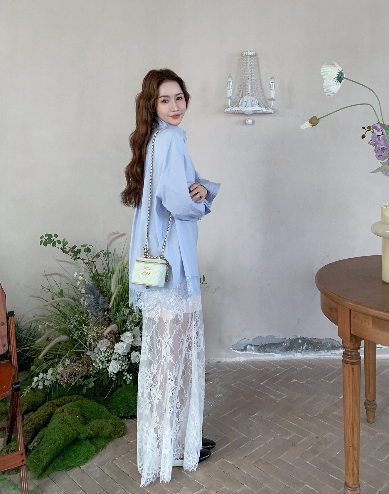 Blue Relaxed Fit Shirt And Skirt Casual Set