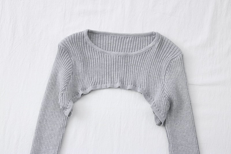 Blue Ribbed Short Sweater