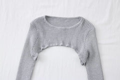 Blue Ribbed Short Sweater