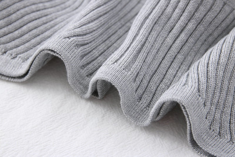 Blue Ribbed Short Sweater