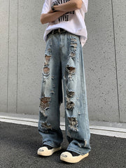 Blue Ripped Baggy Jeans
