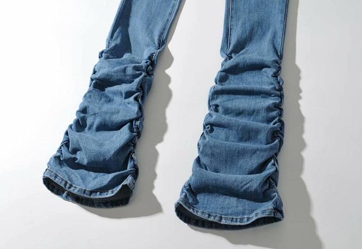Blue Ruched Sides Jeans