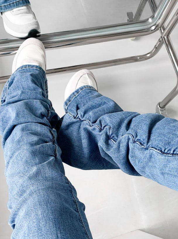 Blue Ruched Sides Jeans