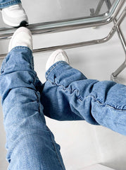 Blue Ruched Sides Jeans