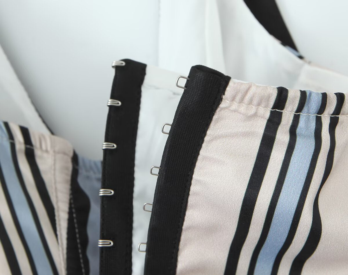 Blue Sailor Collar Stripe Halter Top