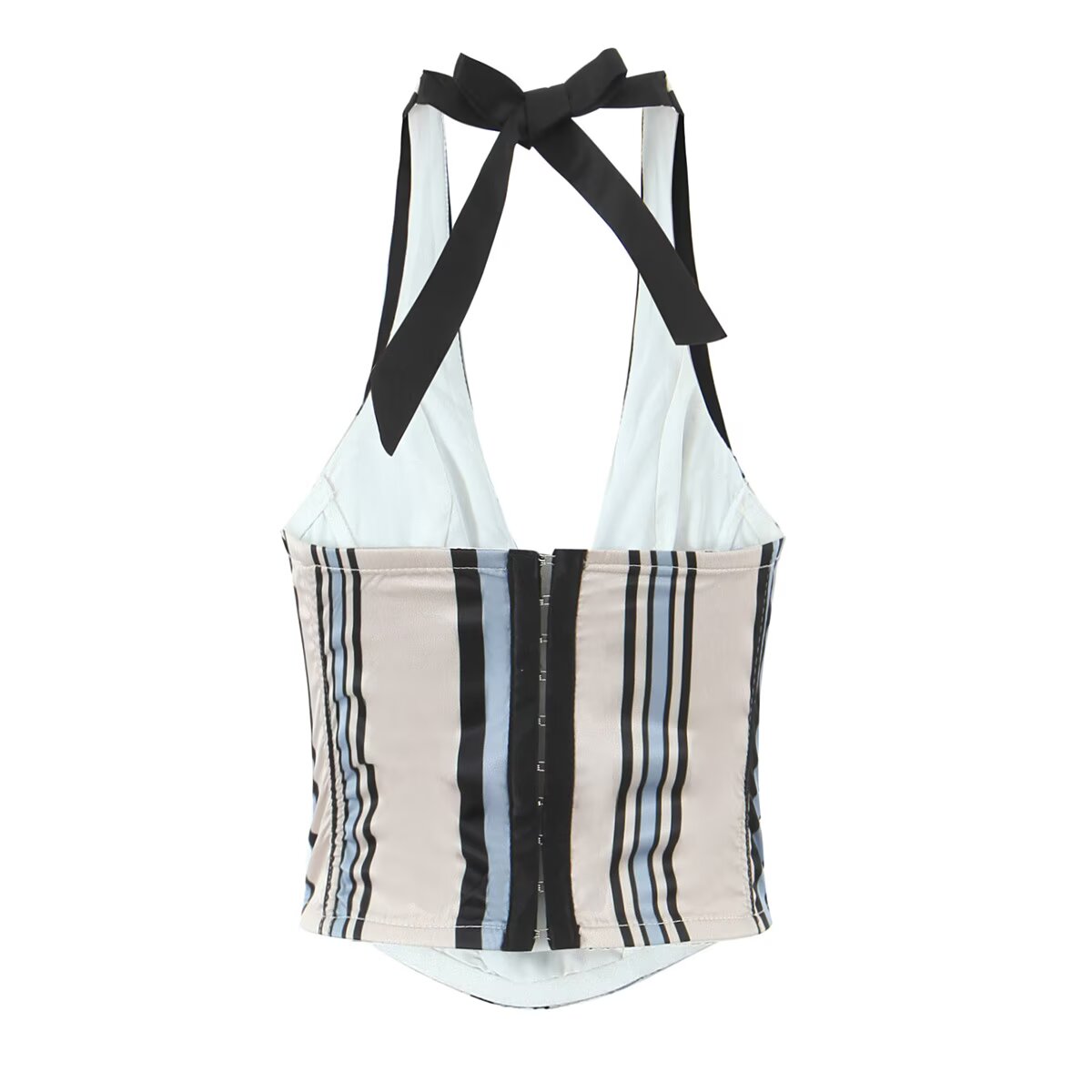 Blue Sailor Collar Stripe Halter Top