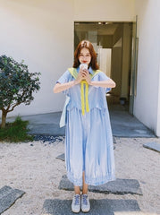 Blue Shawl Shirt Slimming Floral Maxi Dress