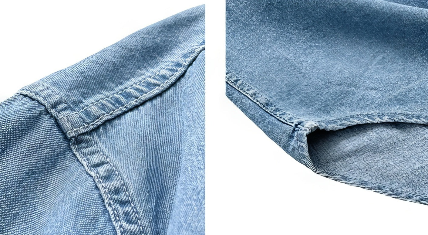 Blue Short Sleeves Denim Shirt