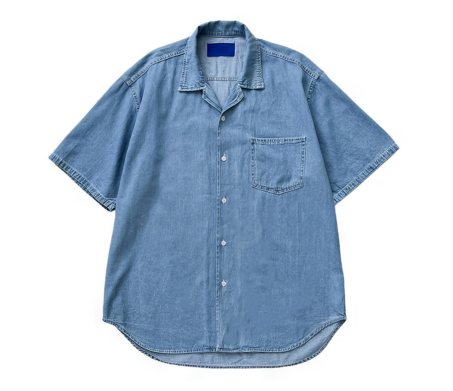 Blue Short Sleeves Denim Shirt