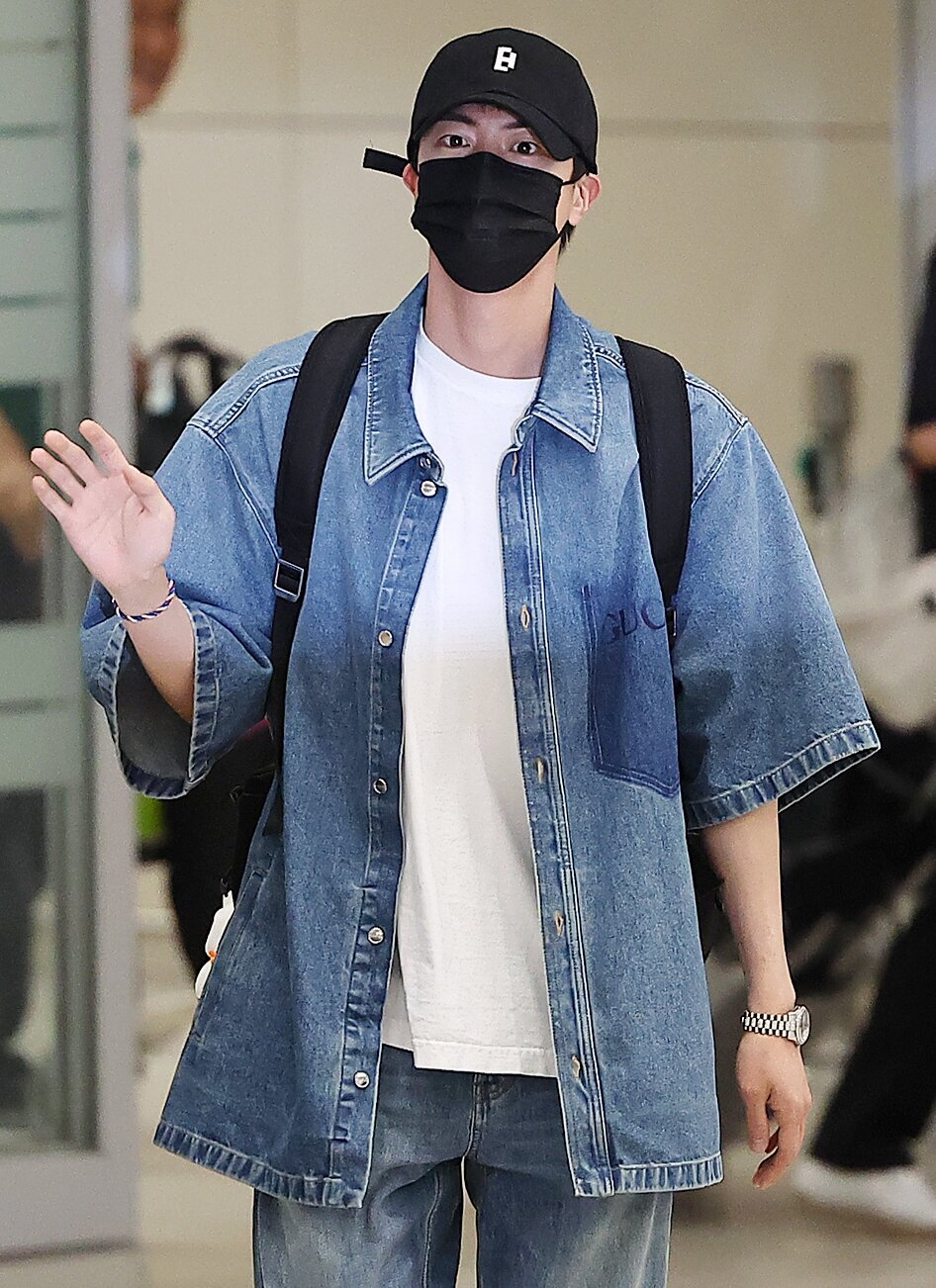 Blue Short Sleeves Oversized Denim Shirt