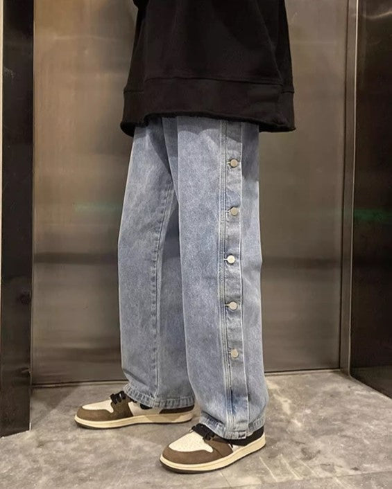 Blue Side-Buttoned Jeans