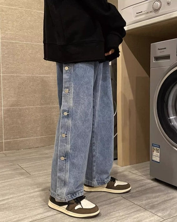Blue Side-Buttoned Jeans