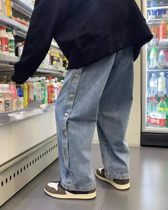 Blue Side-Buttoned Jeans