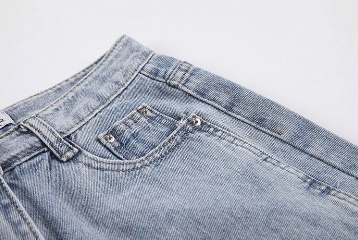 Blue Side Slit Jeans