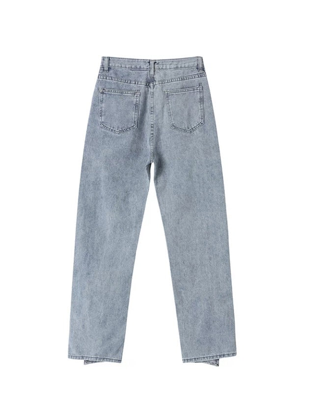 Blue Side Slit Jeans