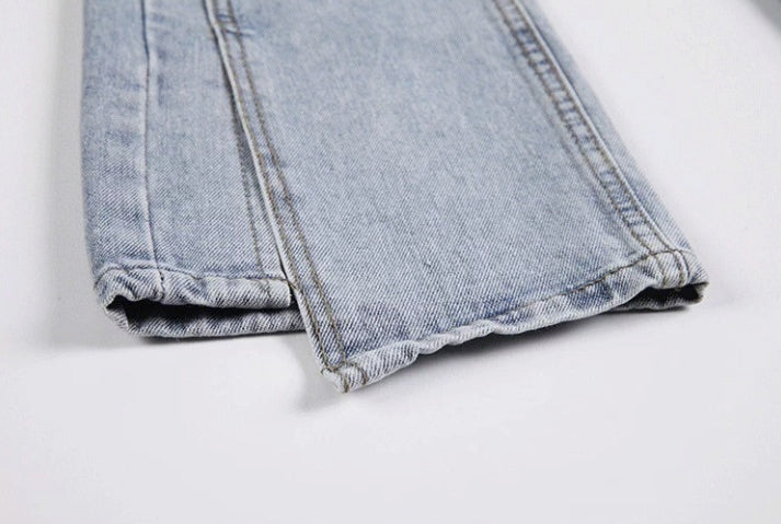 Blue Side Slit Jeans