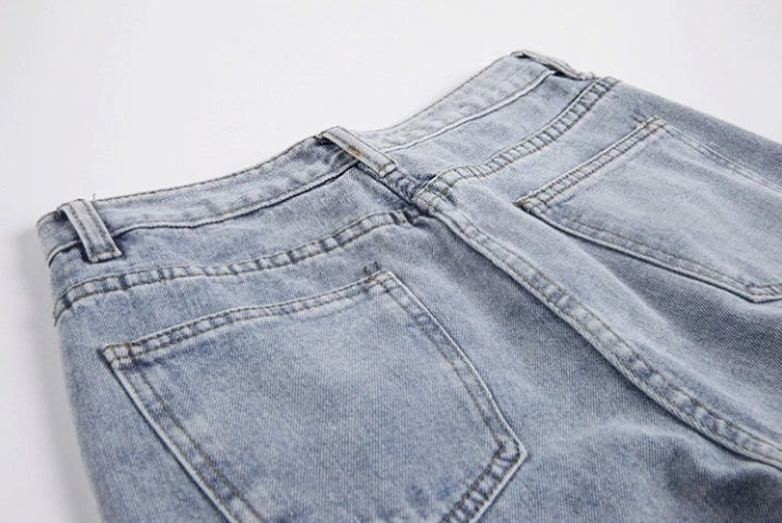 Blue Side Slit Jeans