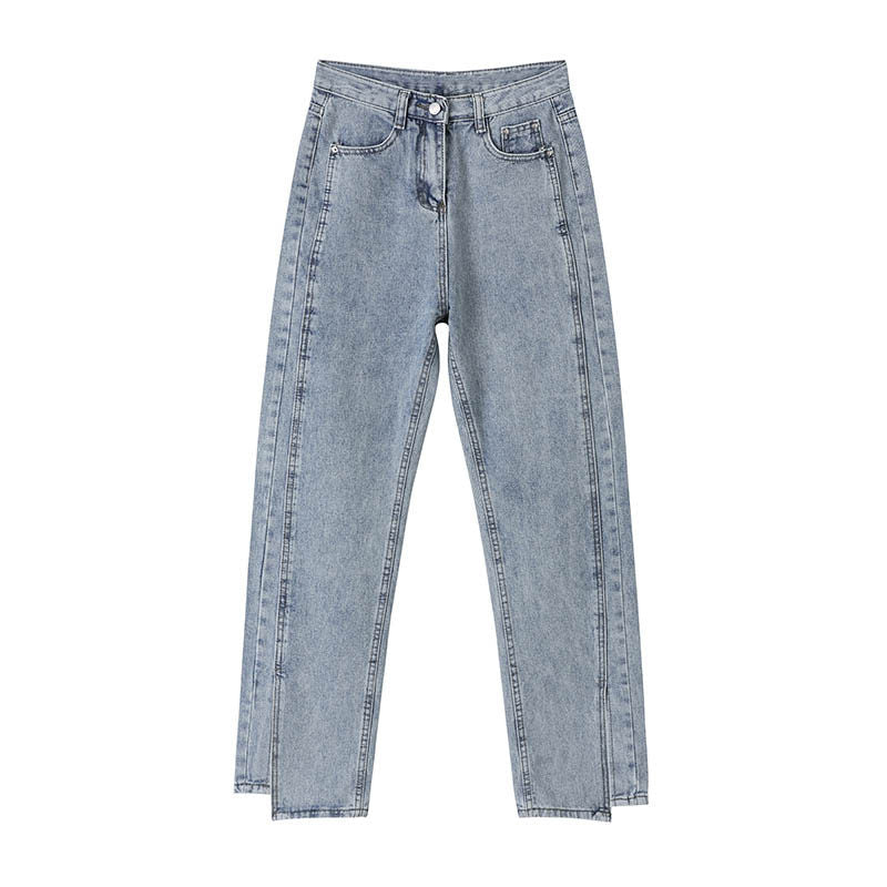 Blue Side Slit Jeans