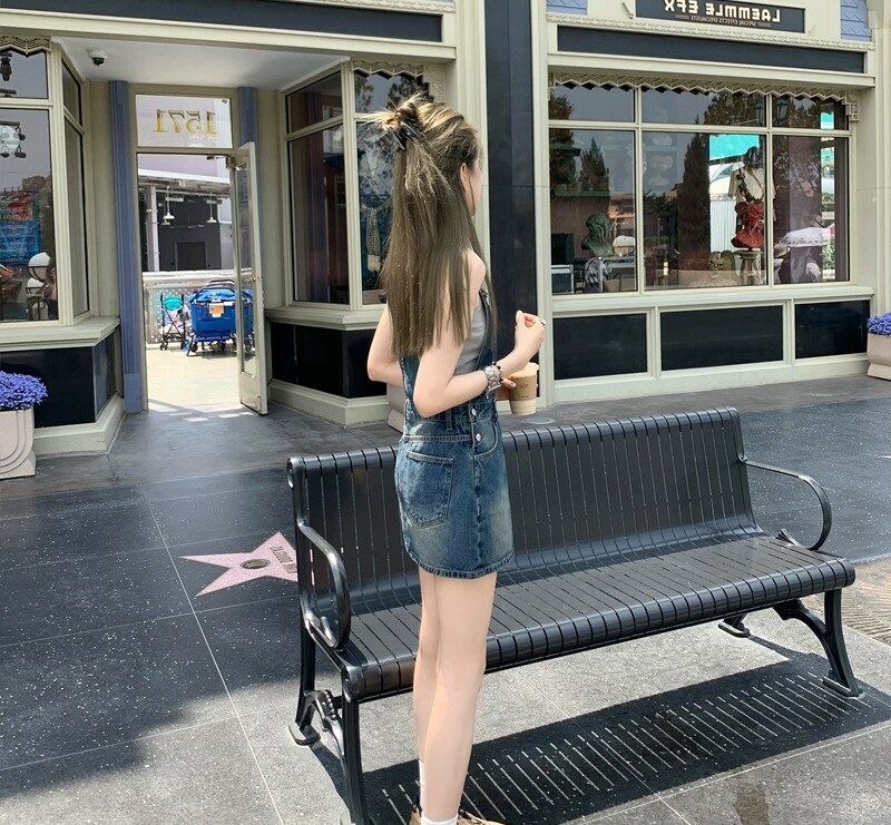 Blue Skirt Overalls Denim Dress