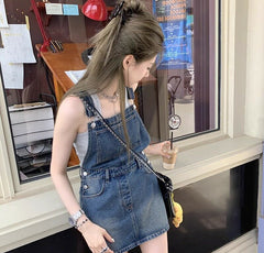 Blue Skirt Overalls Denim Dress