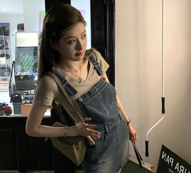 Blue Skirt Overalls Denim Dress