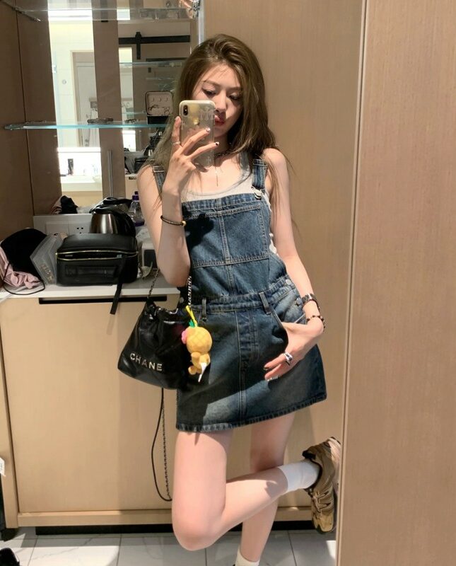 Blue Skirt Overalls Denim Dress
