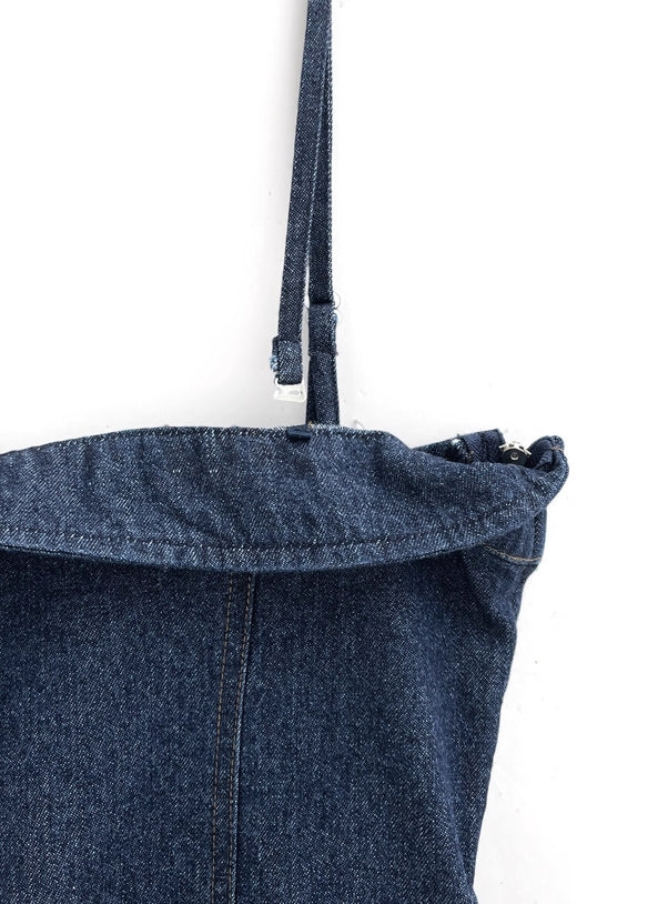 Blue Sling A-Line Denim Dress