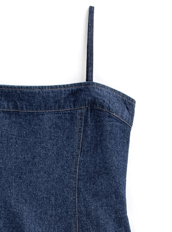 Blue Sling A-Line Denim Dress
