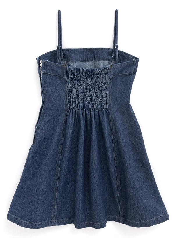 Blue Sling A-Line Denim Dress