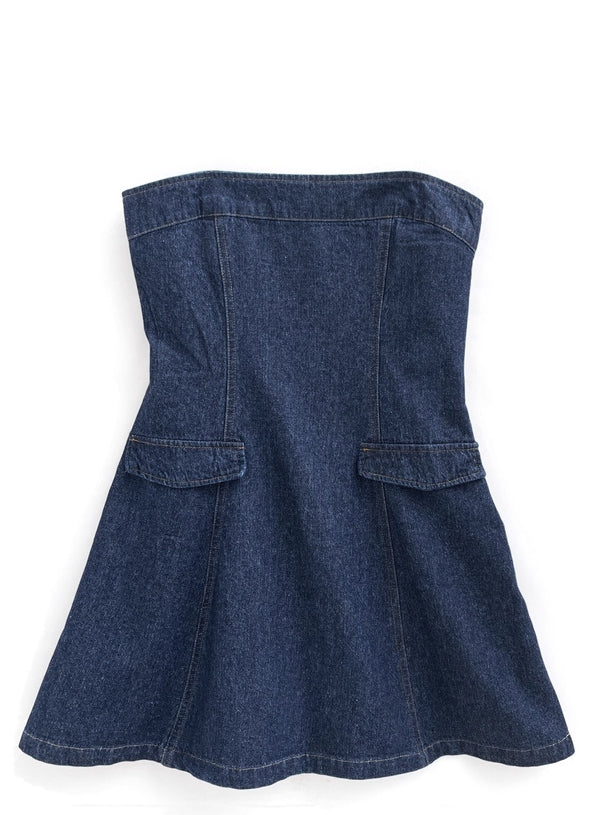 Blue Sling A-Line Denim Dress