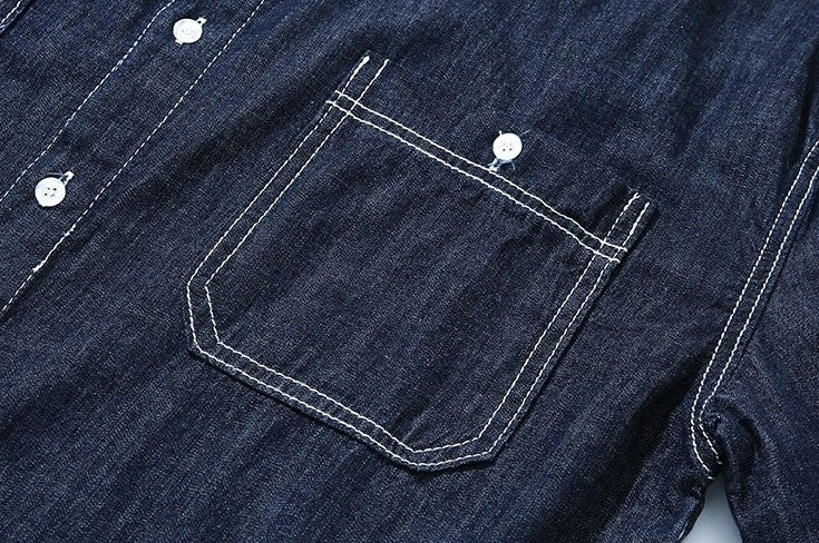 Blue Soft Denim Button-Up Shirt