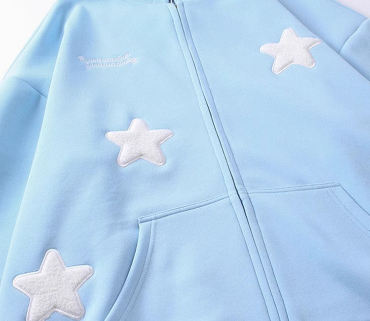 Blue Stars And Angel Hood Jacket