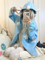 Blue Stars And Angel Hood Jacket
