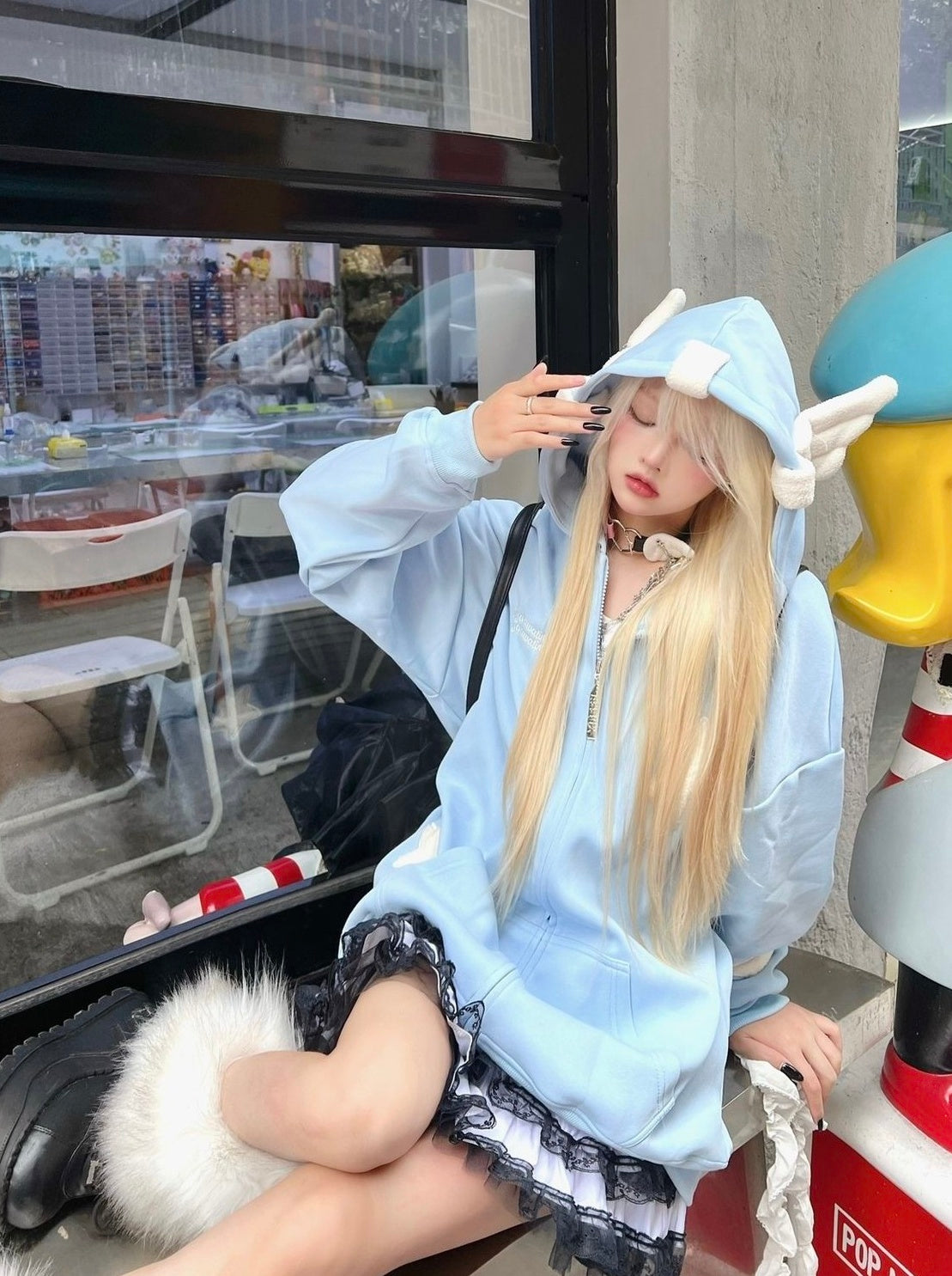 Blue Stars And Angel Hood Jacket